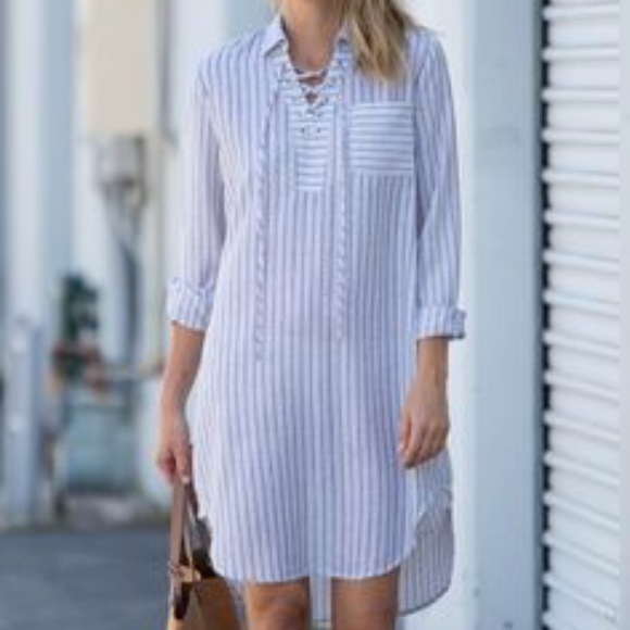 Amaryllis Dresses & Skirts - ⭐️Amaryllis Striped Shirt Dress High Low